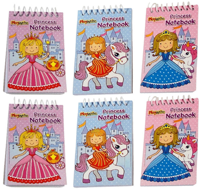 6 Mini Princess Spiral Notebooks