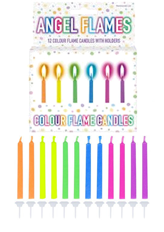 12 Angel Flames Coloured Party Candles