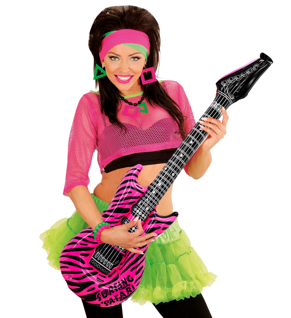 Inflatable Pink Zebra Guitar - 105cm