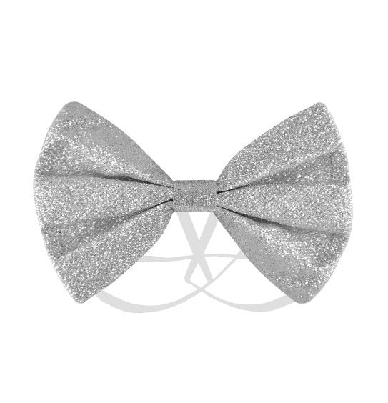 Silver Glitter Elastic Bow Tie