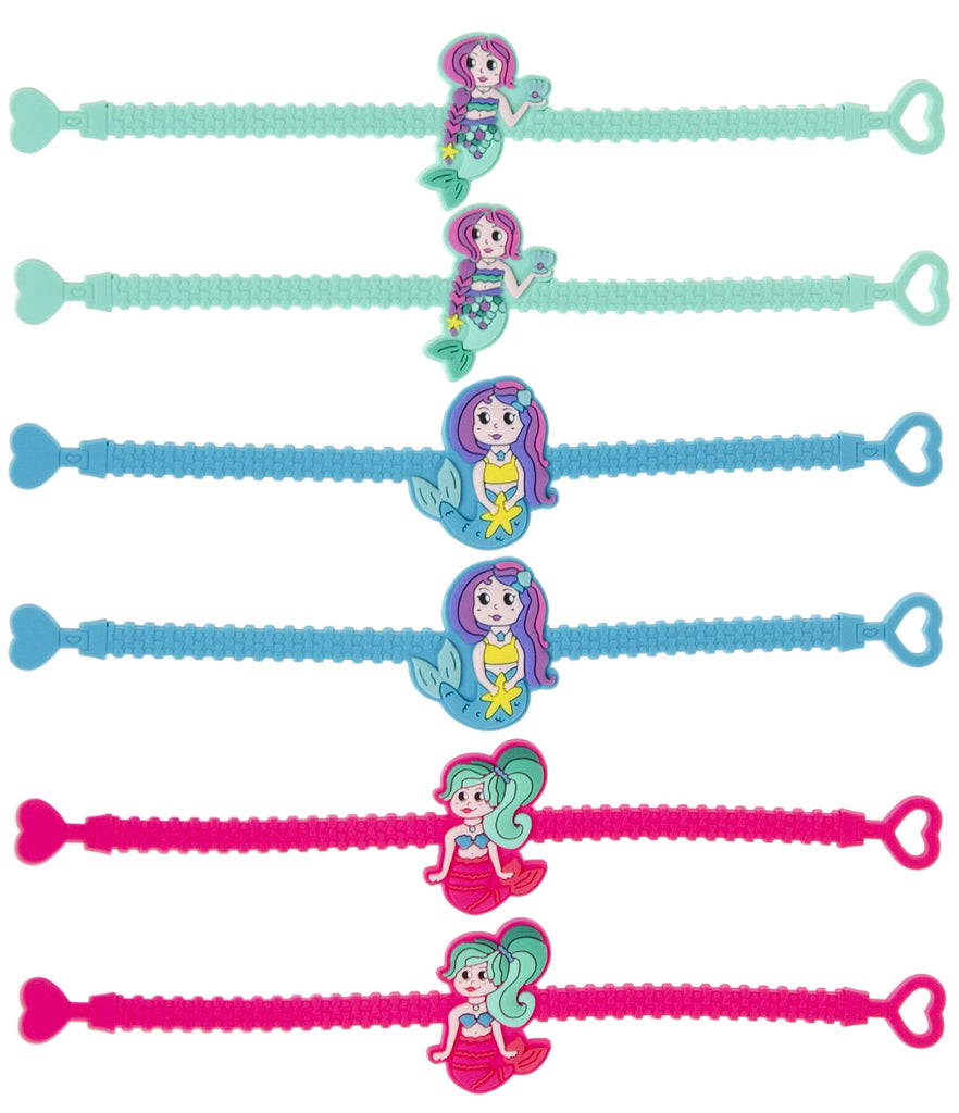 6 Adjustable Mermaid Rubber Bracelets