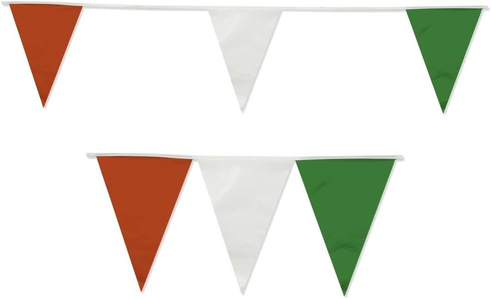 Green, Red & White 10m Triangle Bunting