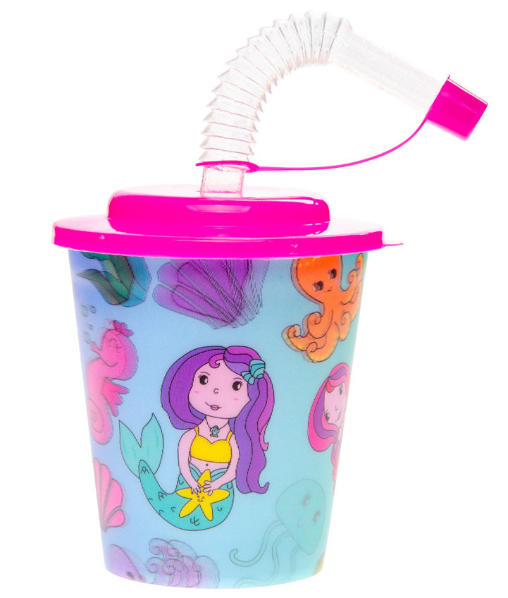 Mermaid Reusable Plastic 3D Cup & Straw