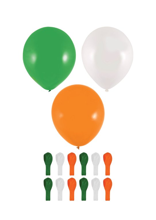 12 Tri Colour Irish Latex Balloons