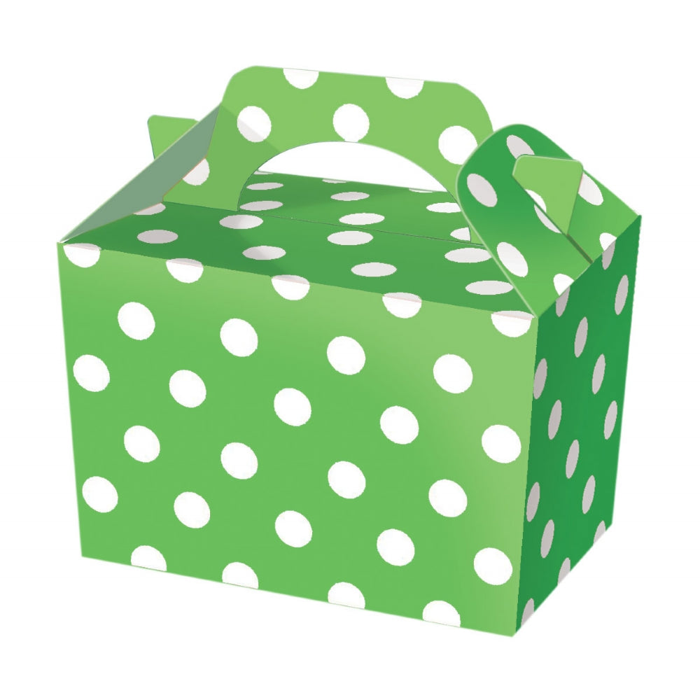 10 Green Polka Dot Party Lunch Boxes