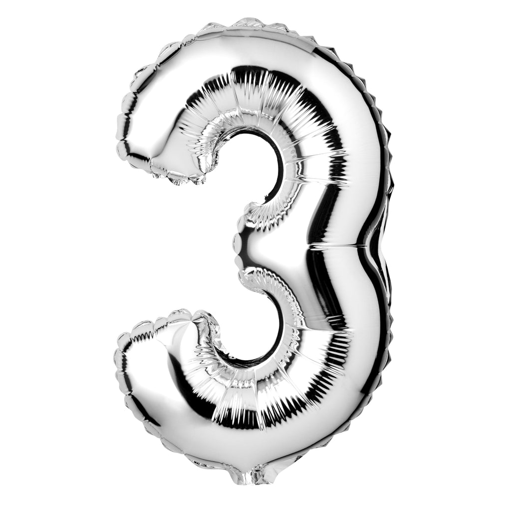 Large Silver Foil "Number 3" Balloon