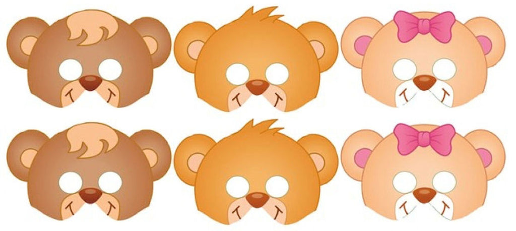 12 Cardboard Teddy Bear Masks