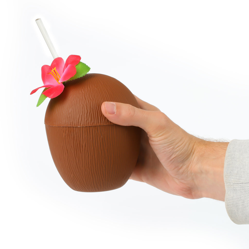 Plastic Coconut Cup & Paper Straw