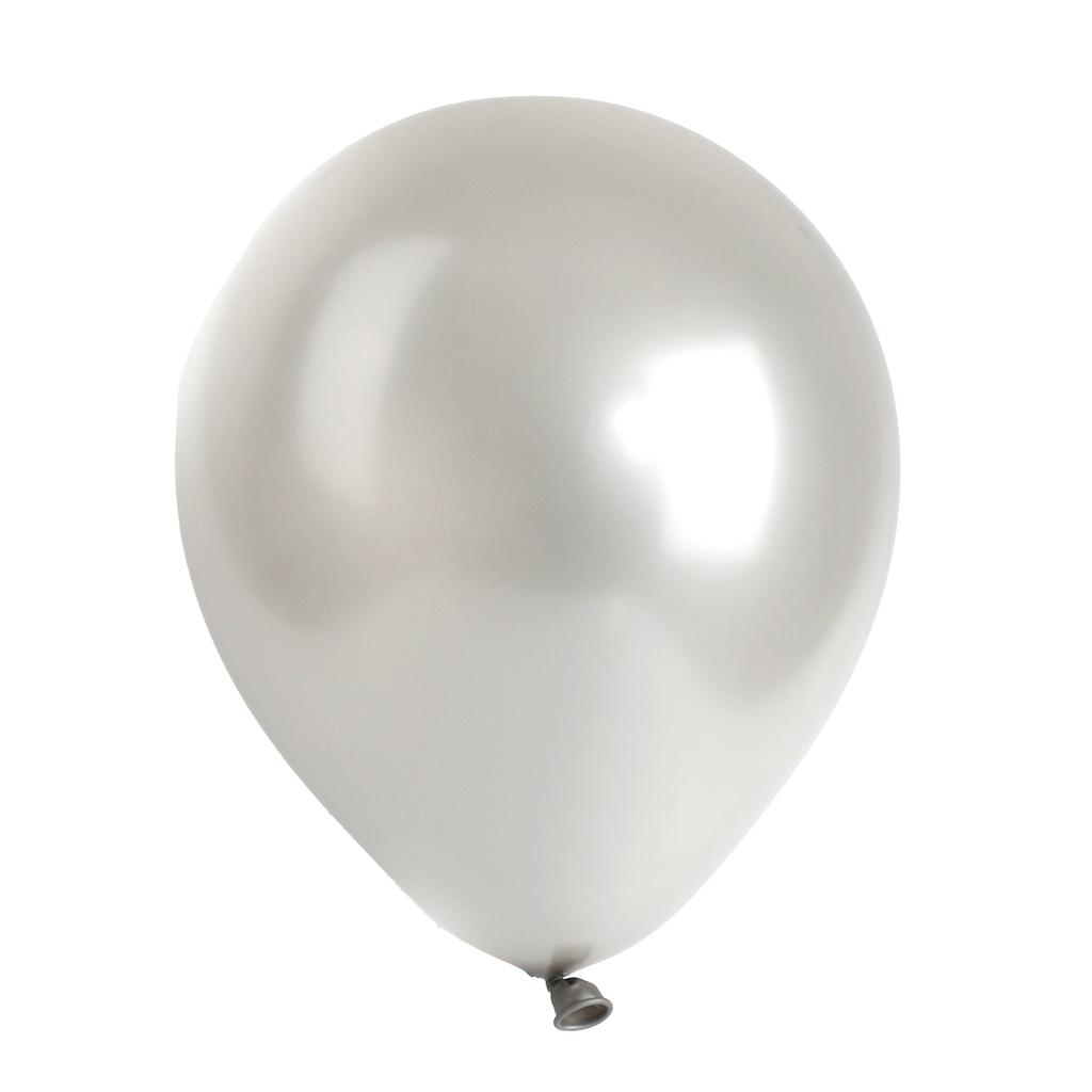 100 Pearlised Silver 7" Latex Balloons