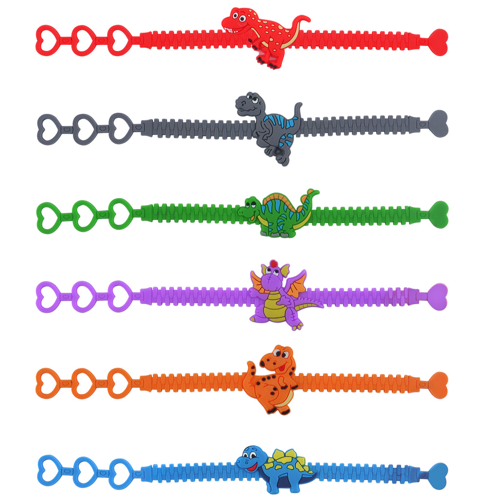 6 Dinosaur Adjustable Bracelets