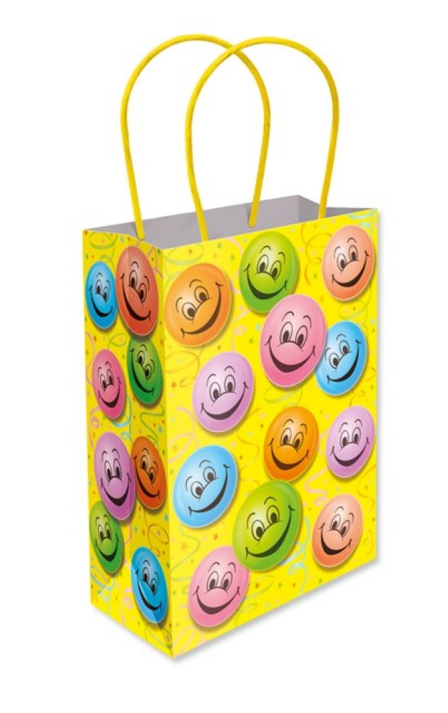 6 Happy Face Paper Handle Bags