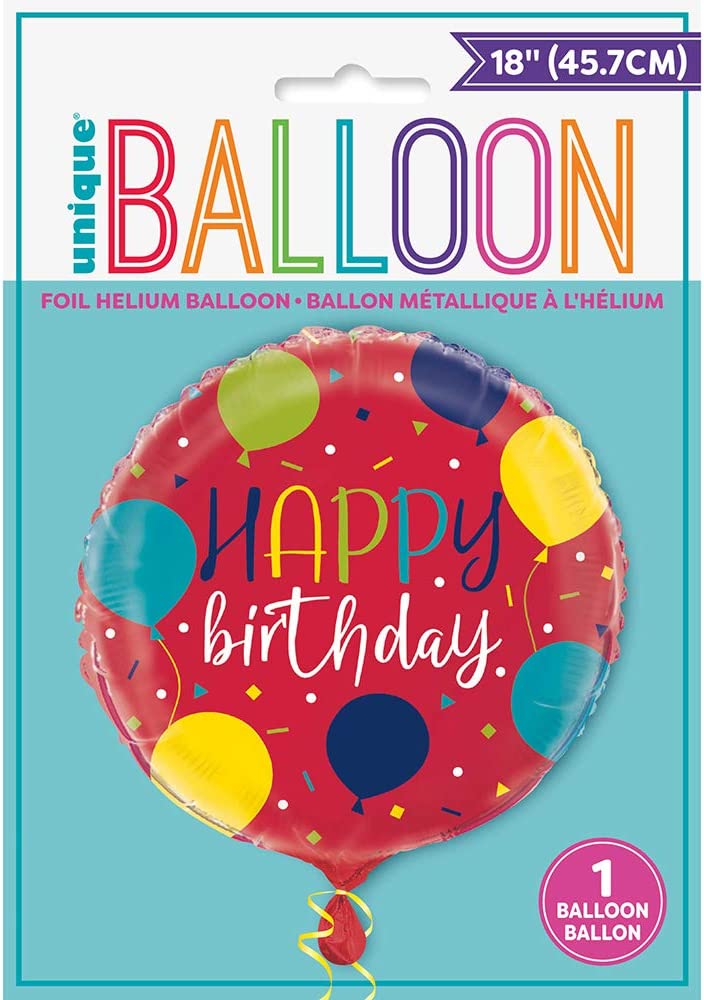 Happy Birthday Balloon Party 18" Round Foil Balloon