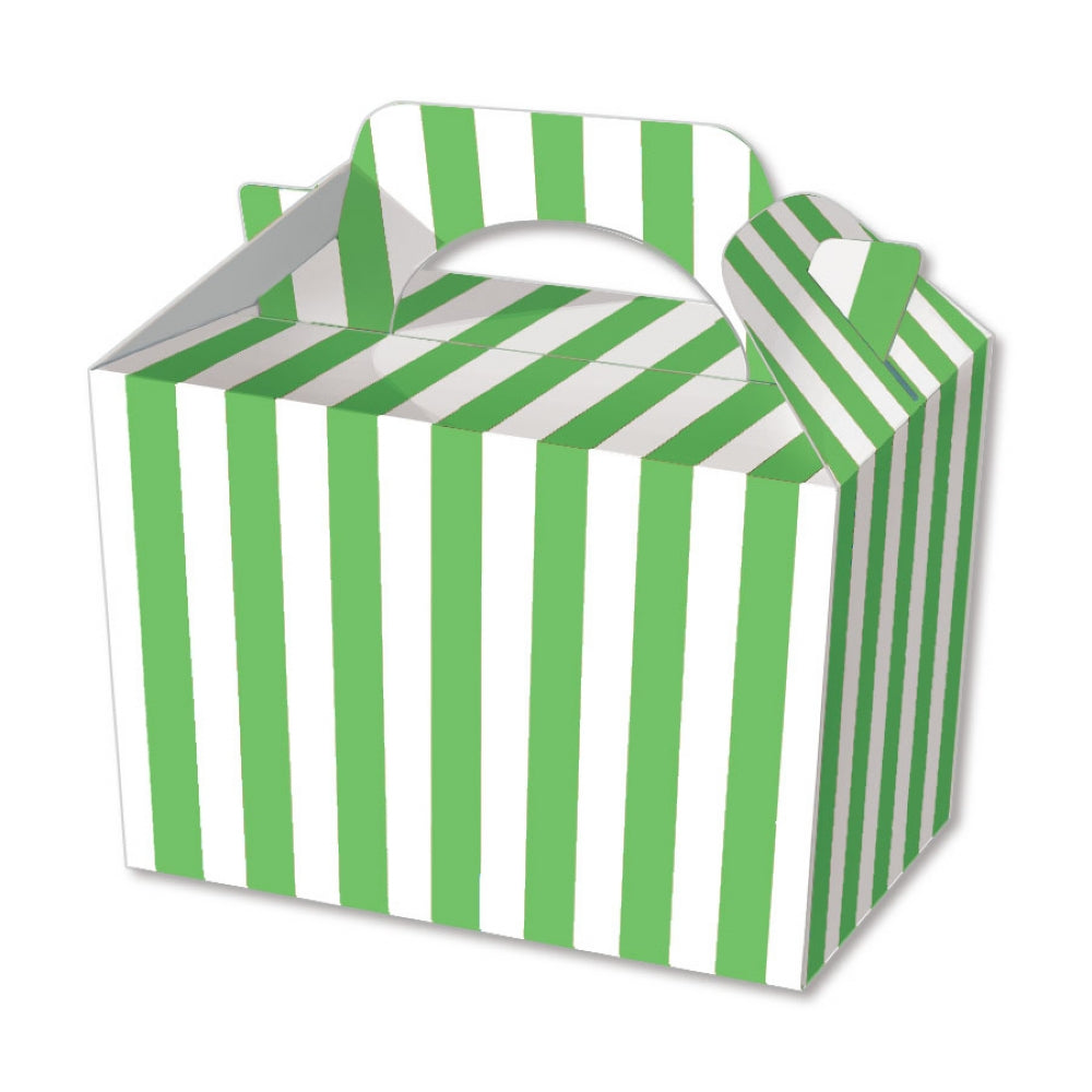 10 Green Stripe Party Lunch Boxes
