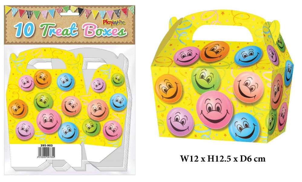 10 Happy Face Party Treat Boxes