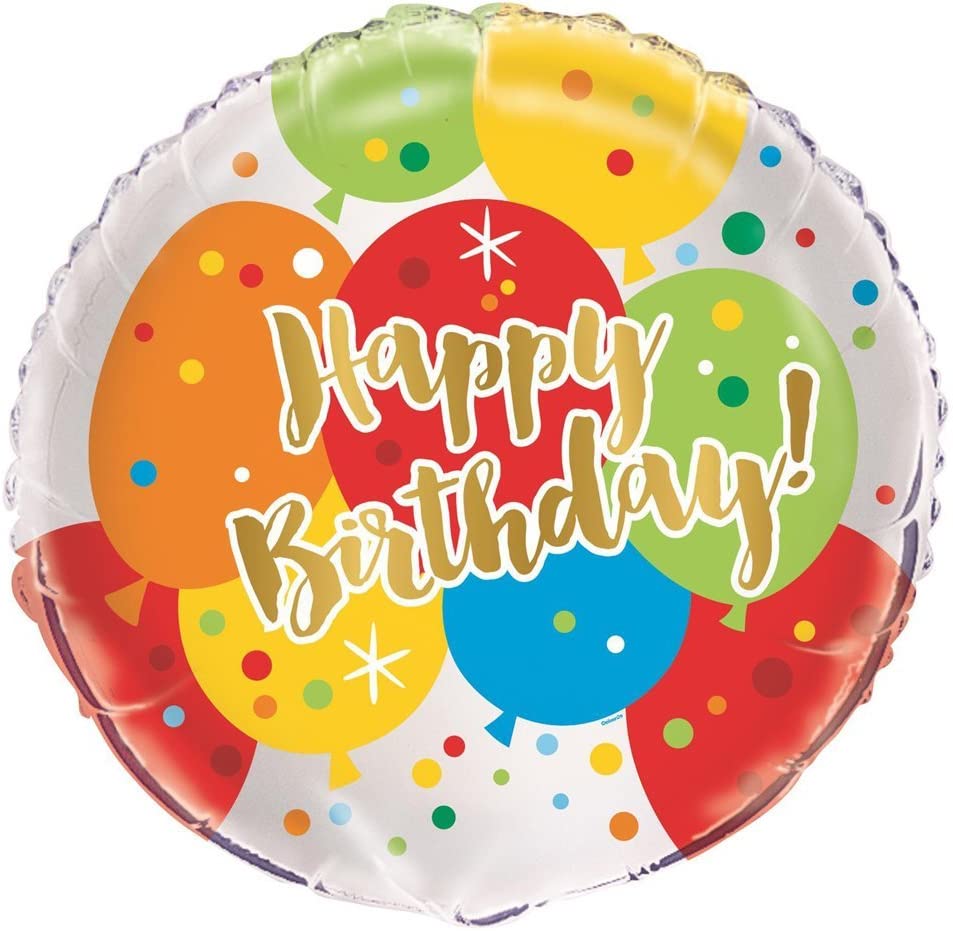 Happy Birthday Glitzy Gold 18" Round Foil Balloon