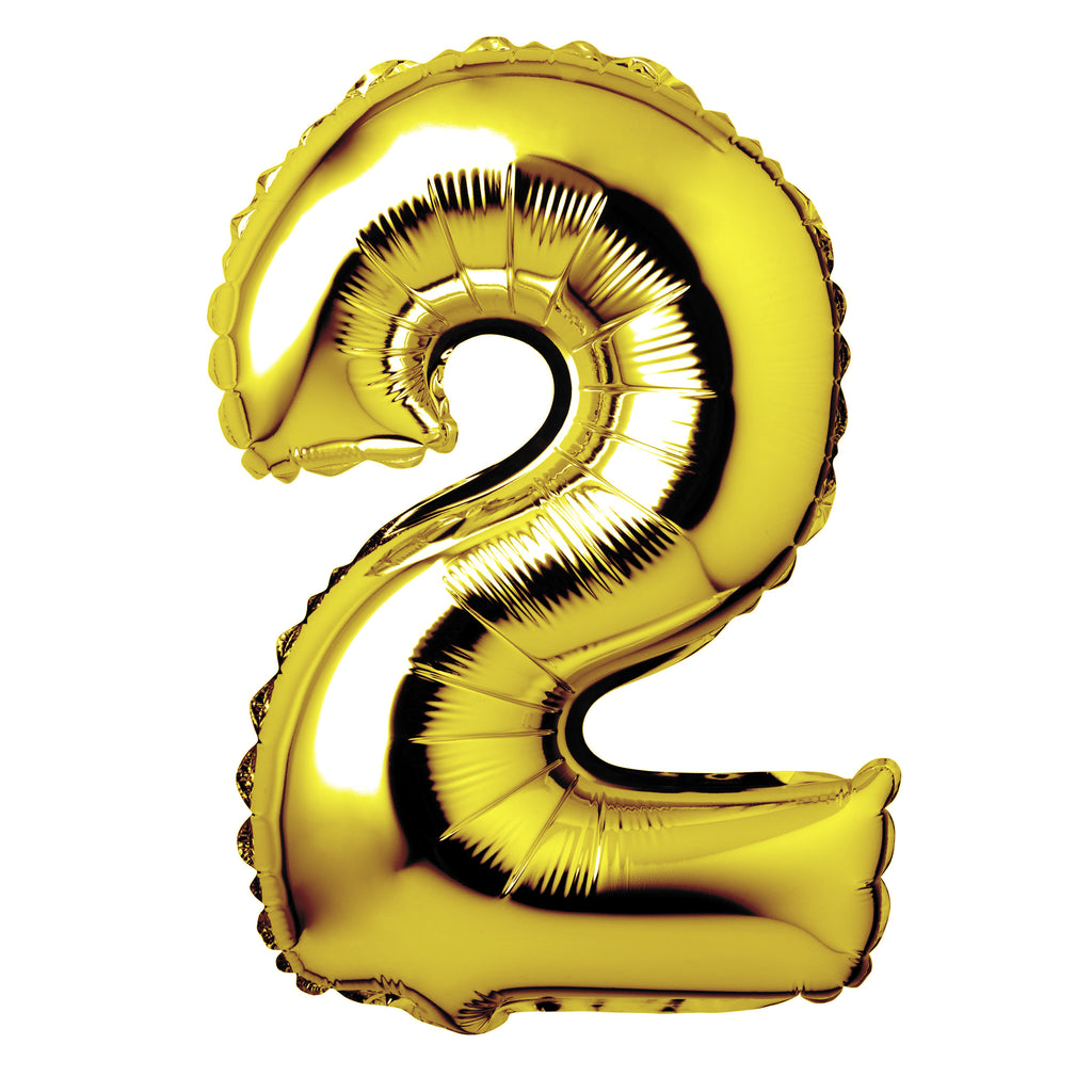 Large Gold Foil "Number 2" Balloon