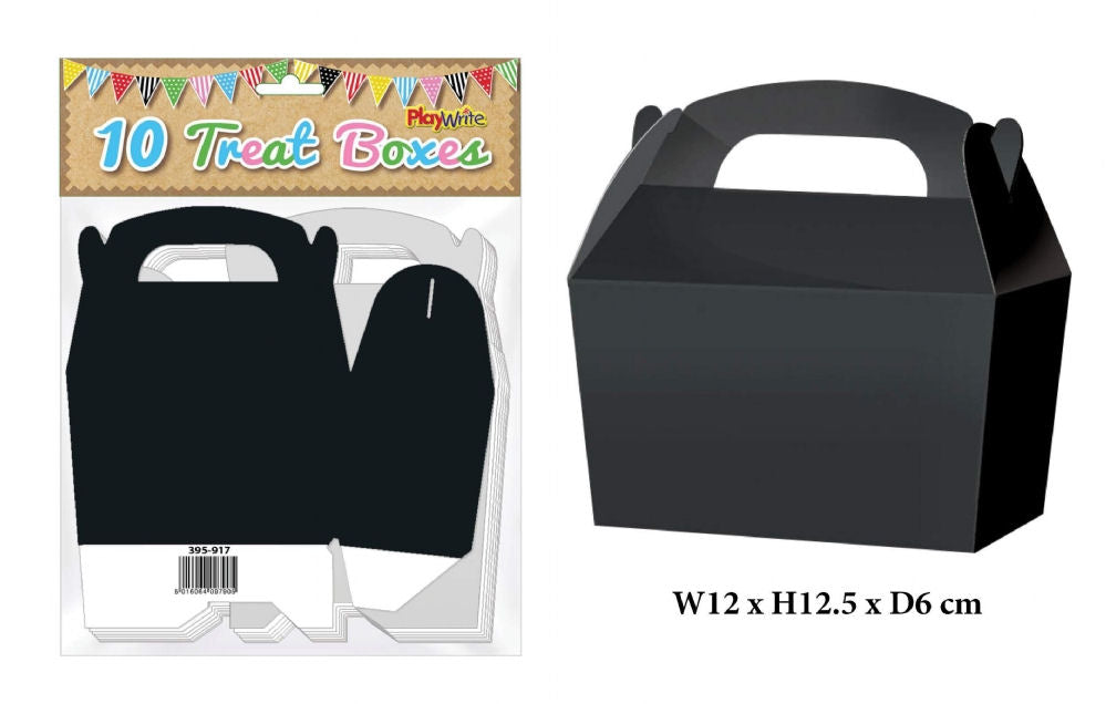 10 Black Party Treat Boxes