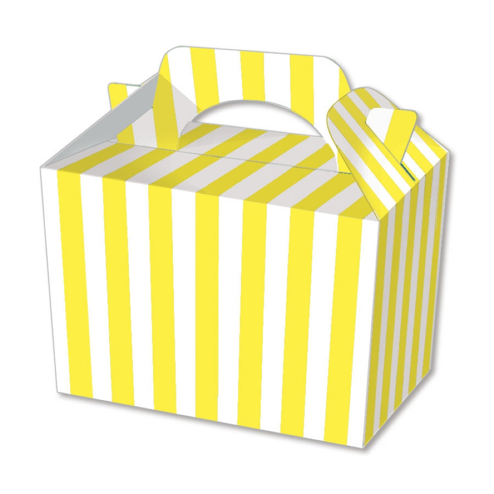 10 Yellow Stripe Party Lunch Boxes