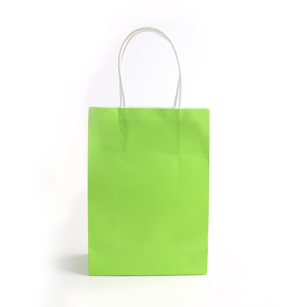 6 Neon Green Paper Party Bags