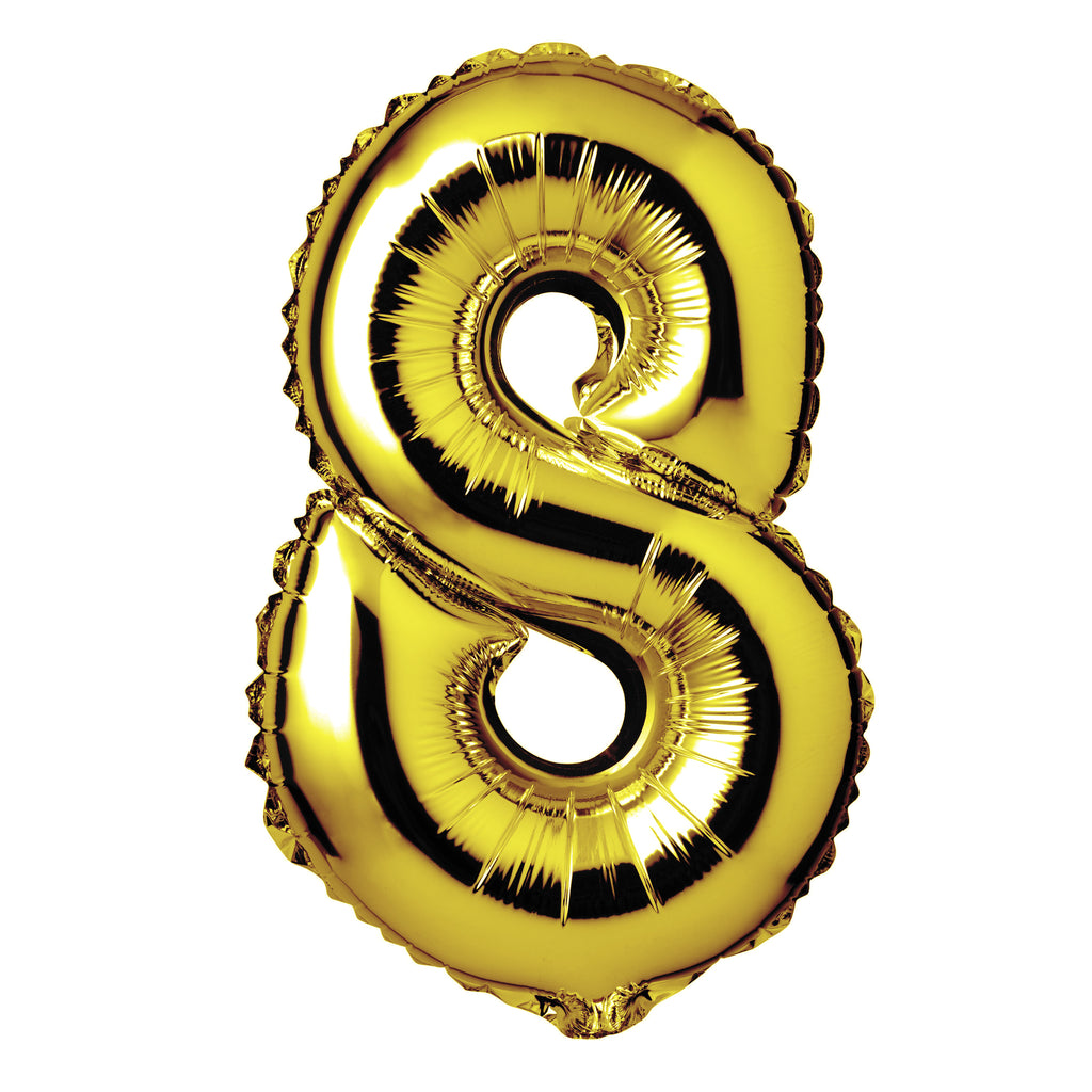 Large Gold Foil "Number 8" Balloon