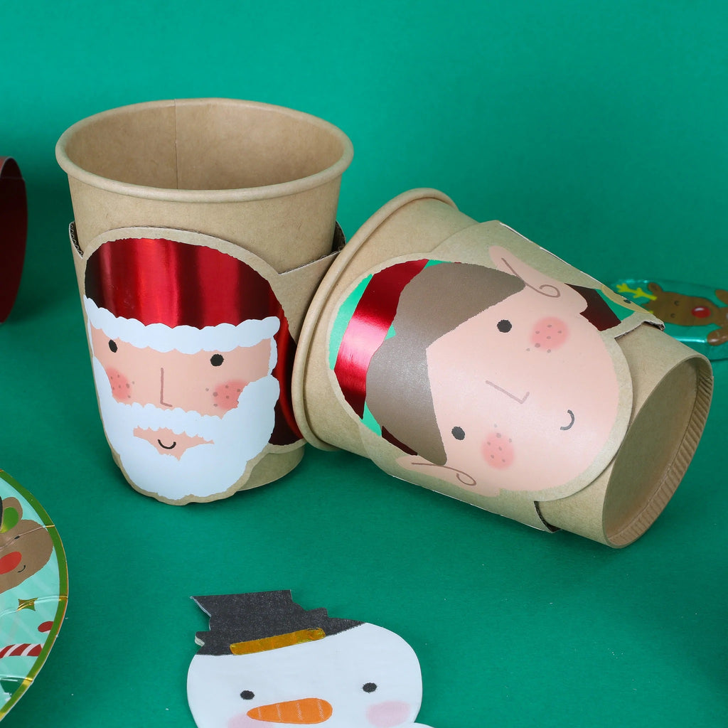 10 Santa & Elf Christmas 9oz Paper Cups