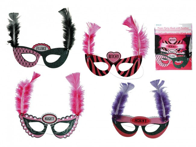 4 Hen Party Masks & Feathers