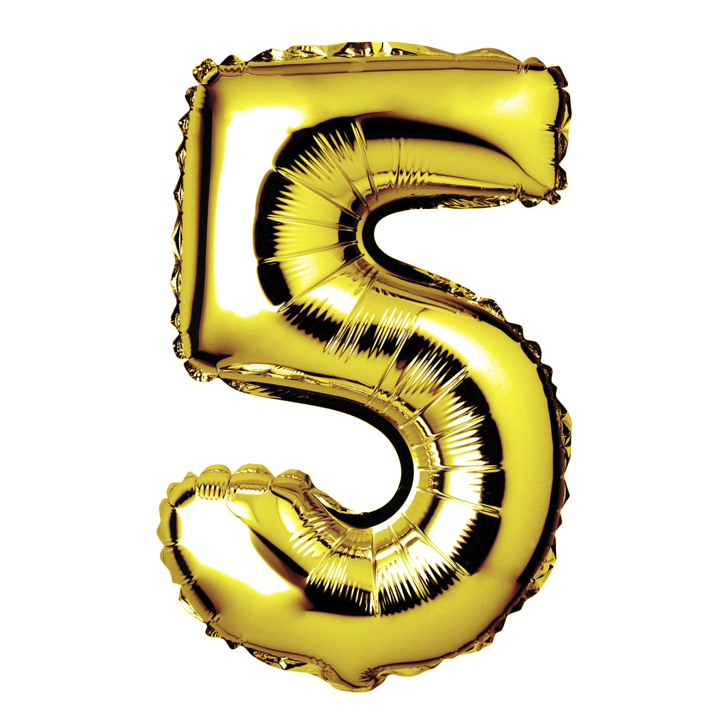 Large Gold Foil "Number 5" Balloon