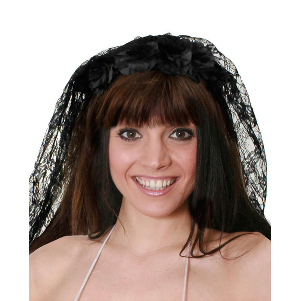 Black Flower Headband Veil