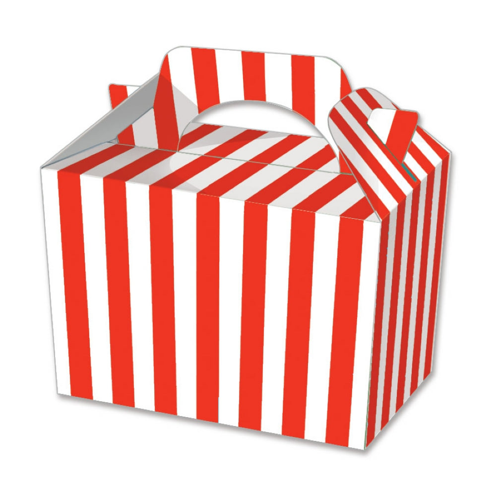 10 Red Stripe Party Lunch Boxes
