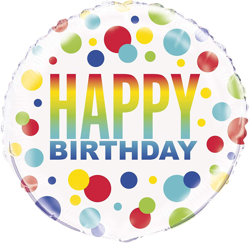 Happy Birthday Spotty 18" Round Foil Balloon