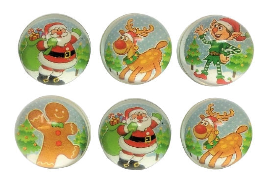6 Christmas 35mm Bouncy Balls