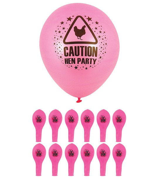 12 Hen Party Latex Balloons