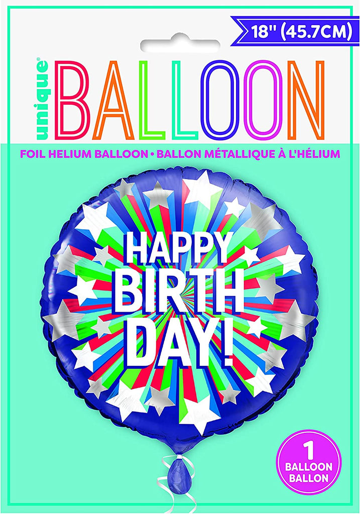 Happy Birthday Shooting Star 18" Round Foil Balloon