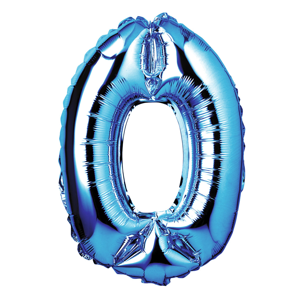 Large Blue Foil "Number 0" Balloon