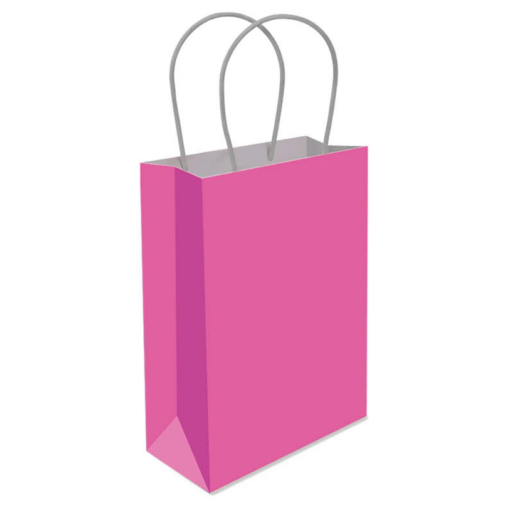 6 Neon Pink Paper Handle Bags