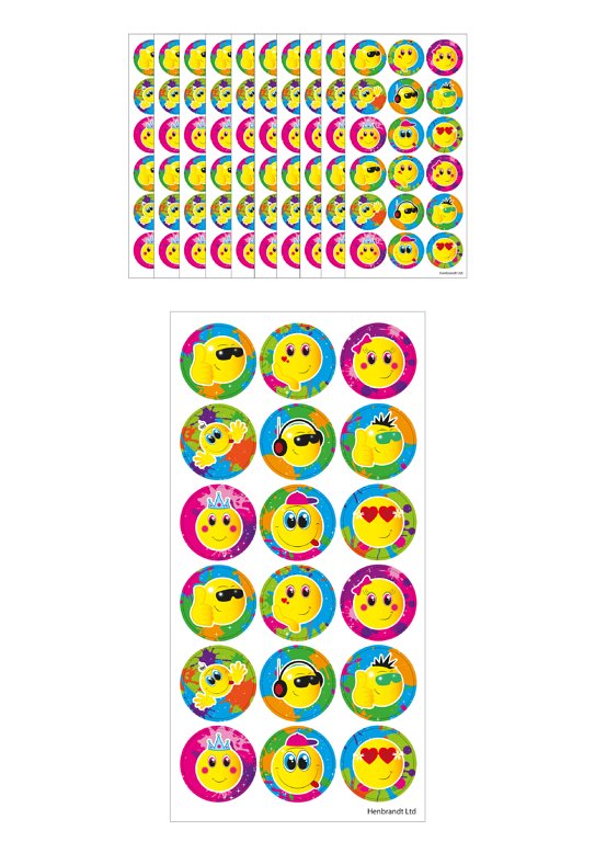 180 Round Smiley Face Stickers