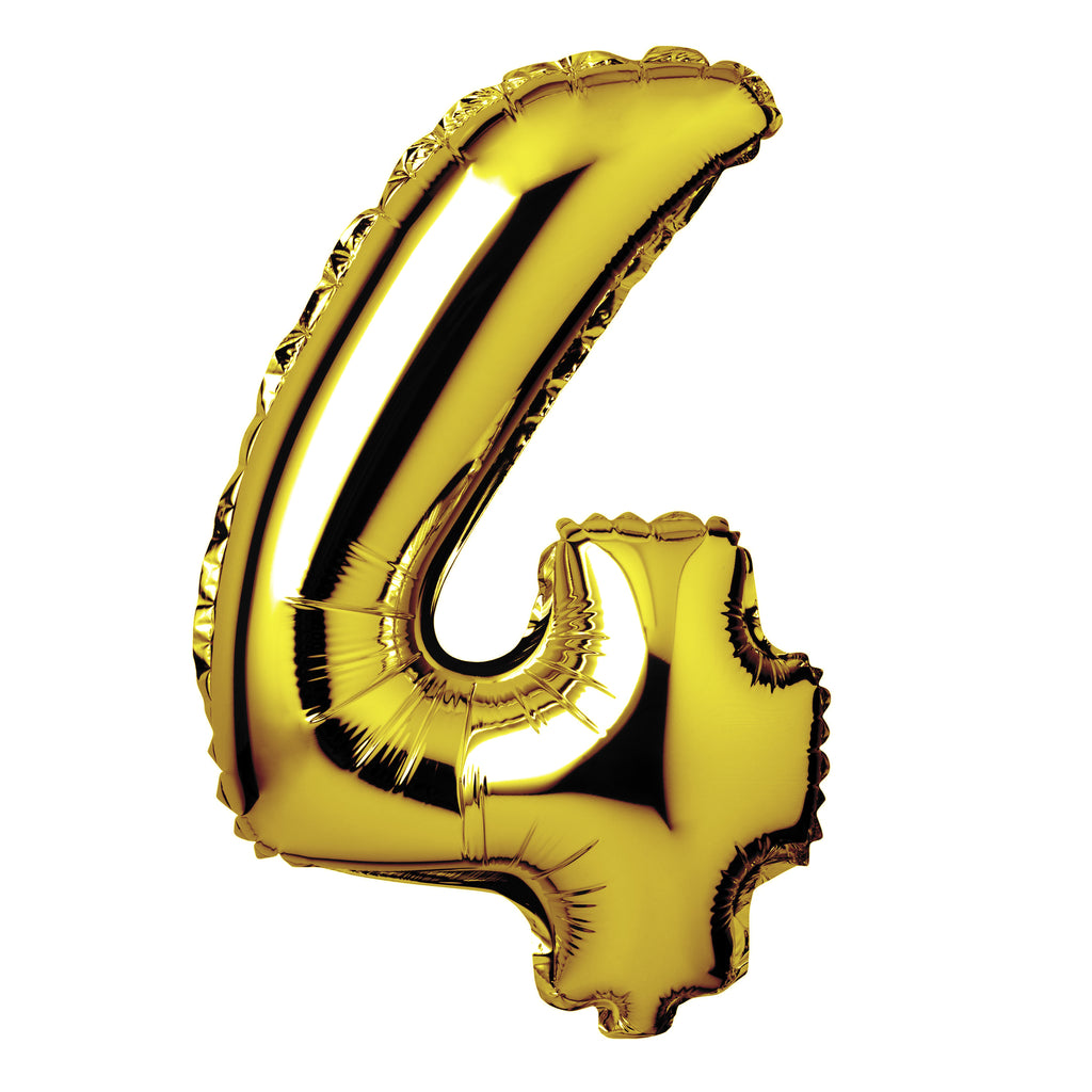Large Gold Foil "Number 4" Balloon