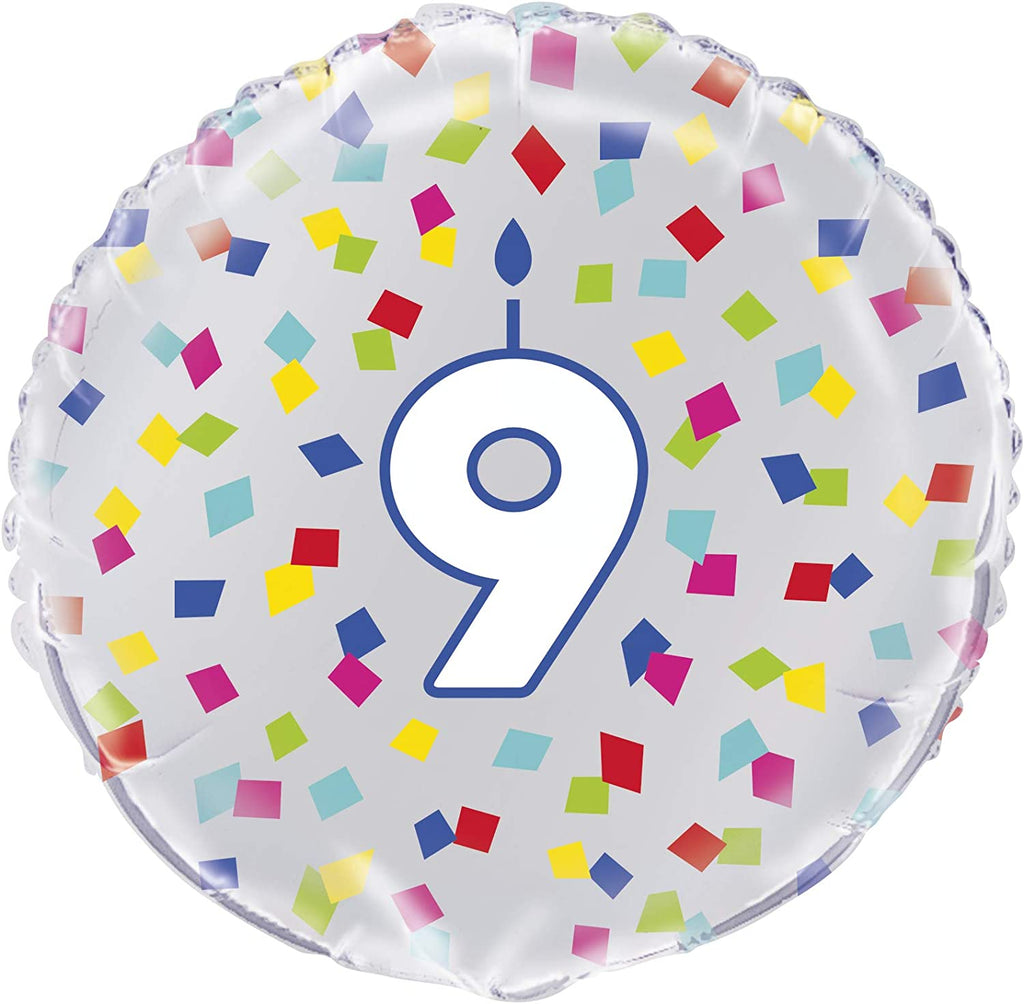 Number 9 Rainbow Birthday 18" Round Foil Balloon