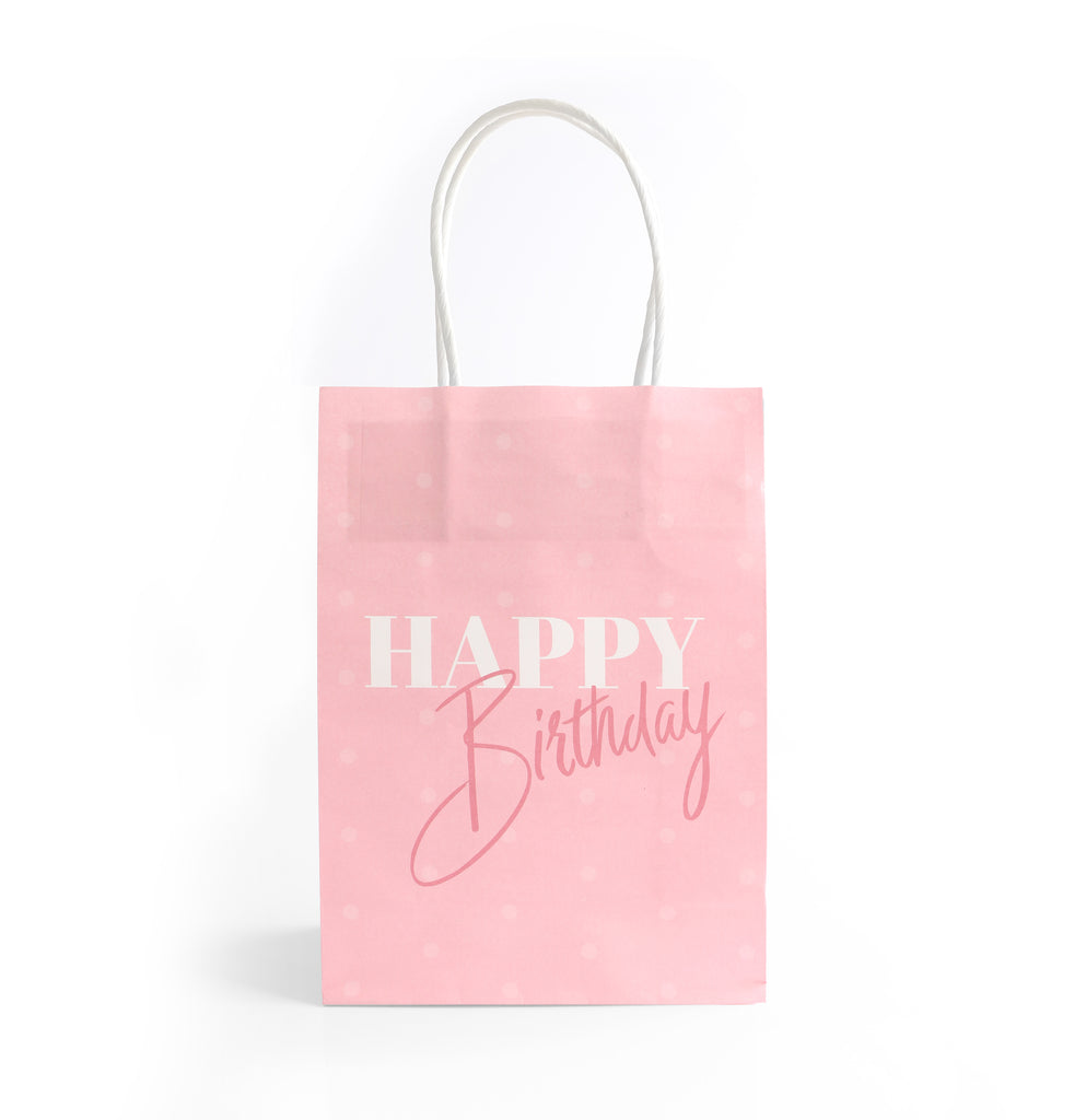 6 Pink Happy Birthday Paper Party Bags