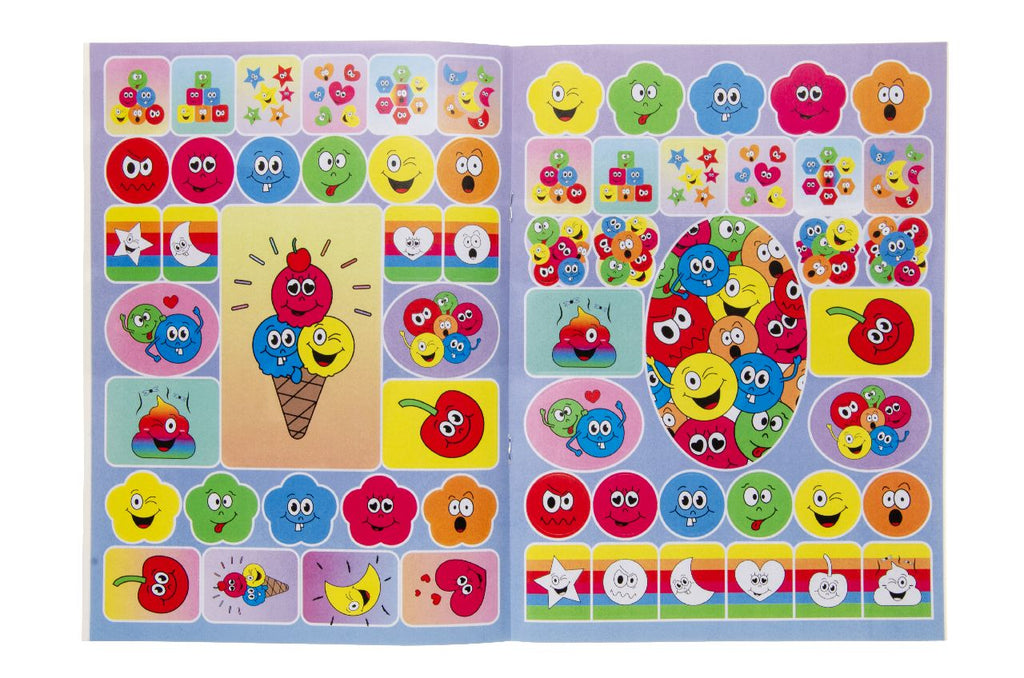 6 Large Emoji Face Colour & Sticker Books