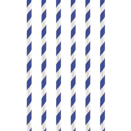 12 Blue Stripe Paper Straws