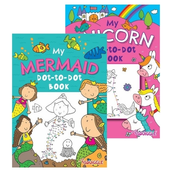 A4 Mermaid/Unicorns Dot-to-Dot Colouring Book