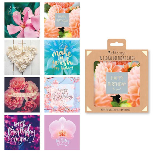 8 Floral Birthday Cards
