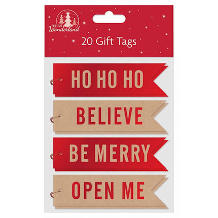 20 Christmas Flag Shaped Gift Tags