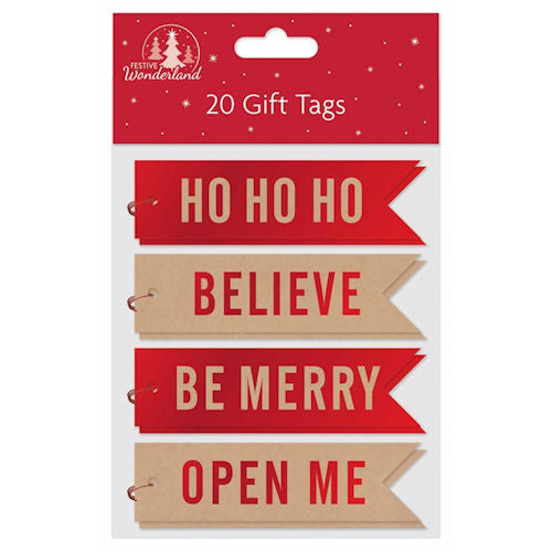 20 Christmas Flag Shaped Gift Tags