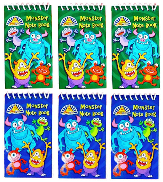 6 Mini Monster Spiral Notebooks