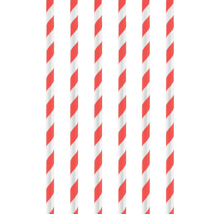12 Red Stripe Paper Straws