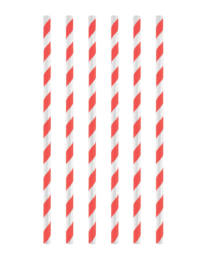 12 Red Stripe Paper Straws