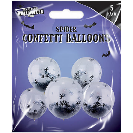 5 Halloween Spider Confetti Balloons