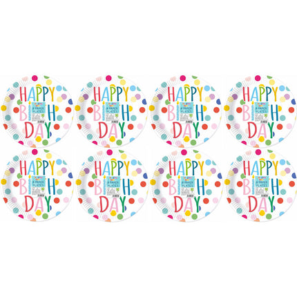 8 Happy Birthday Design 9" Paper Plates